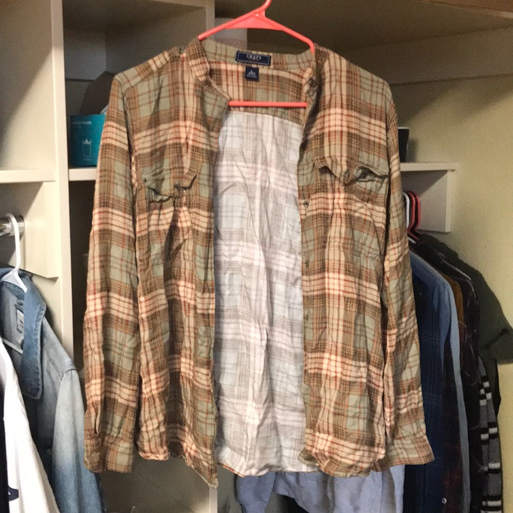 Tan Flannel, No collar